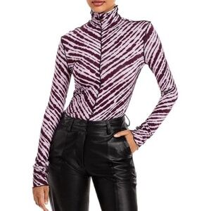 Proenza Schouler Womens Ali Purple Printed Pullover Turtleneck Top Shirt, small